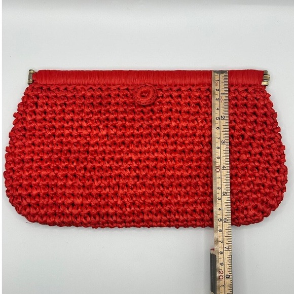 Fashion Imports Red Straw Clutch Made in Italy - Picture 4 of 7